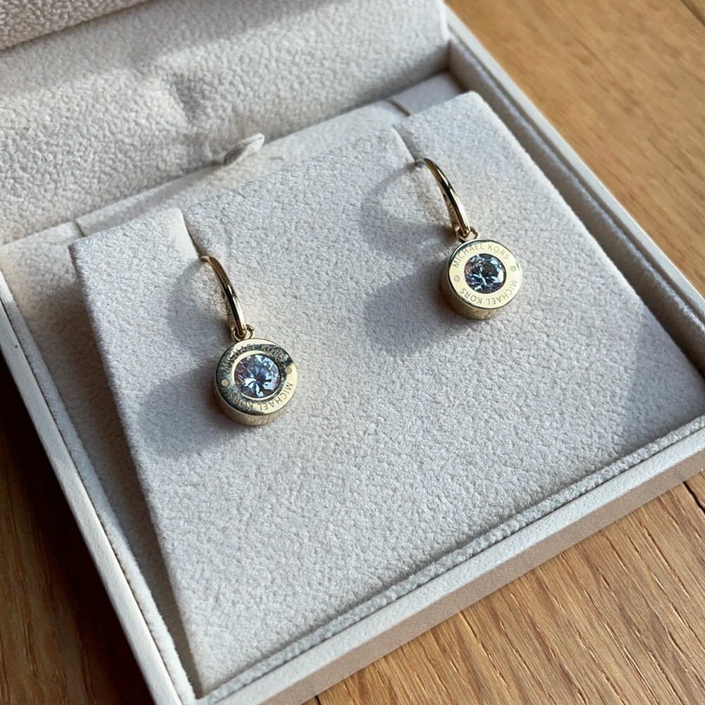 Michael Kors “Logo” Crystal Drop Earrings NWOT